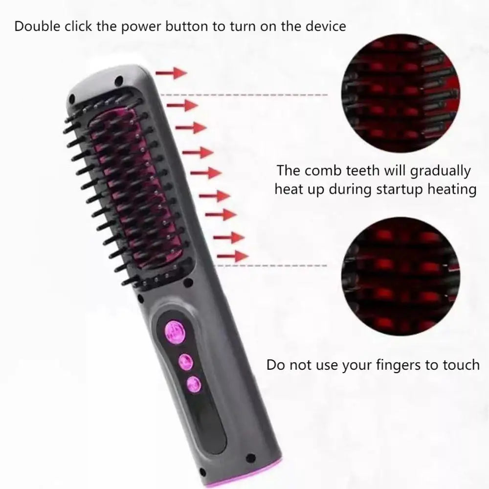 Portable Personal Hair Styling Tool For /Home Use,Wireless Straight Hair Combs USB Charging,Travel Electric Straight Hair Comb