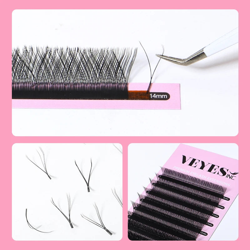 Veyes Inc YY Shape Eyelash Extensions Veyelash Hand Woven Black Natural Soft Brazilian YY Lashes Premade Volume Fan Individual