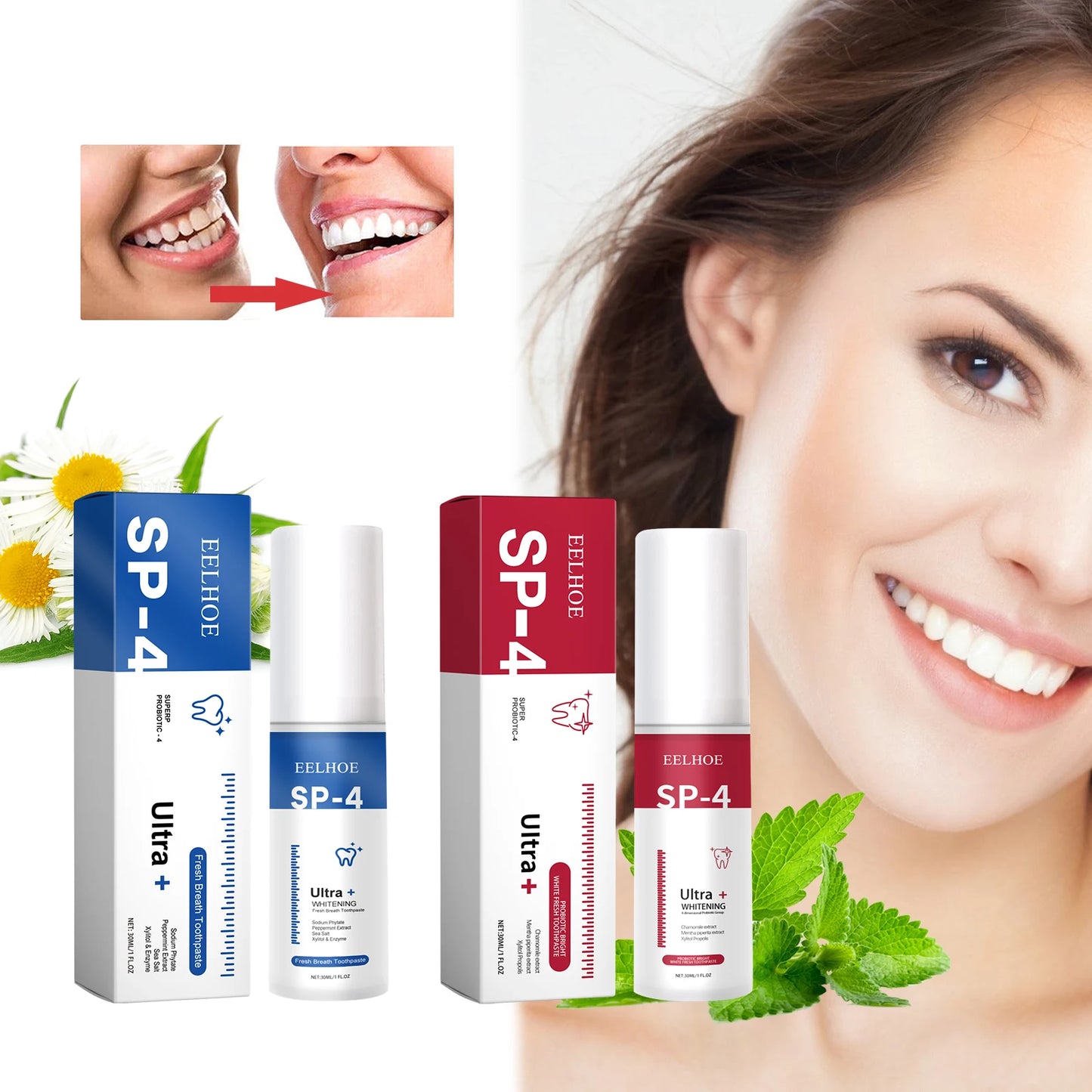 Eelhoe Whitening Tooth Toothpaste Relieves Toothache Clean Bad Breath Remove Odors Fresh Long-lasting Aroma Toothpaste