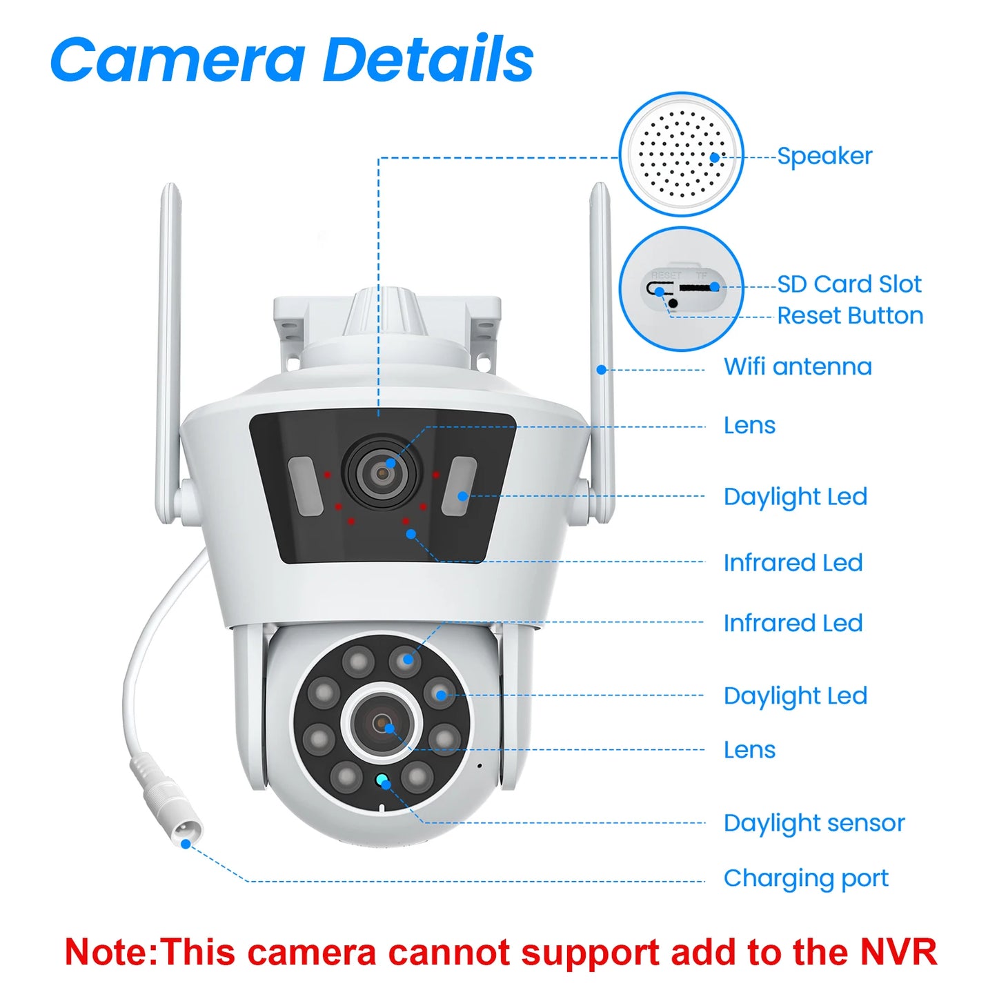 Dual Lens 6MP 2K Security Camera Icsee 2.4G Wireless Wifi Camera PTZ Cameras Color Night Vision Two Way Audio 4X Digital Zoom