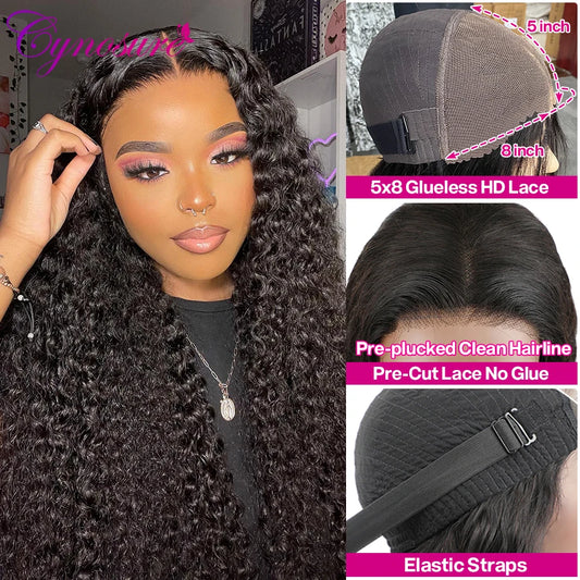 Cynosure Hair HD Lace Frontal Wig Pre Cut Glueless Wig Human Hair Ready to Wear Pre Plucked Brazilian Curly Human Hair Wigs