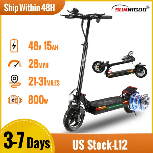 Electric Scooter Powerful 800w Motor 28Mph 48V 15Ah Electric Skateboard 22-28miles Long Range Foldable 2 Wheel Scooter US Stock