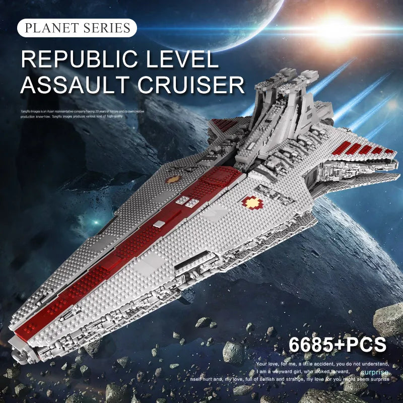 MOULD KING 21005 Starship Toy MOC-0694 Venator-class Republic Attack Cruiser Building Construction Toy for Kids Christmas Gift