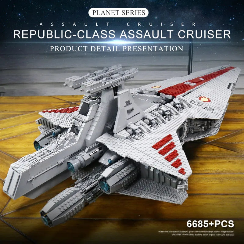 MOULD KING 21005 Starship Toy MOC-0694 Venator-class Republic Attack Cruiser Building Construction Toy for Kids Christmas Gift