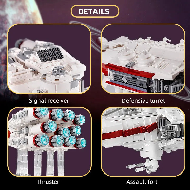 MOULD KING 21003 MOC-10308 Mortesv's CR-90 Corellian Corvette Blockade Runner Tantive IV Model Building Blocks Toy for Children