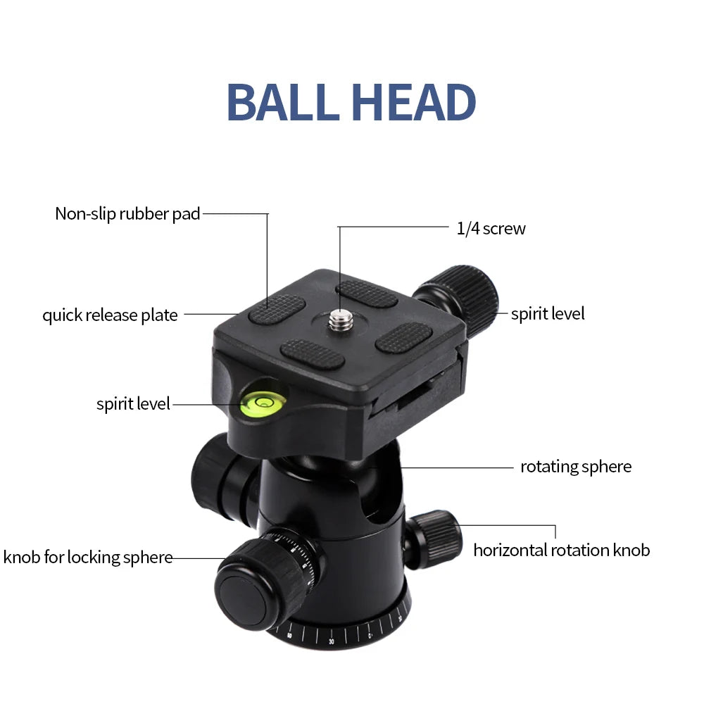 Walkingway Aluminum Protable Q666 Professional Travel Camera Tripod Monopod Ball Head&Phone Holder for DSLR Smartphone Video