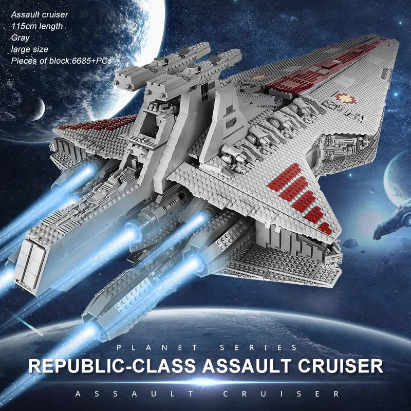 MOULD KING 21005 Starship Toy MOC-0694 Venator-class Republic Attack Cruiser Building Construction Toy for Kids Christmas Gift