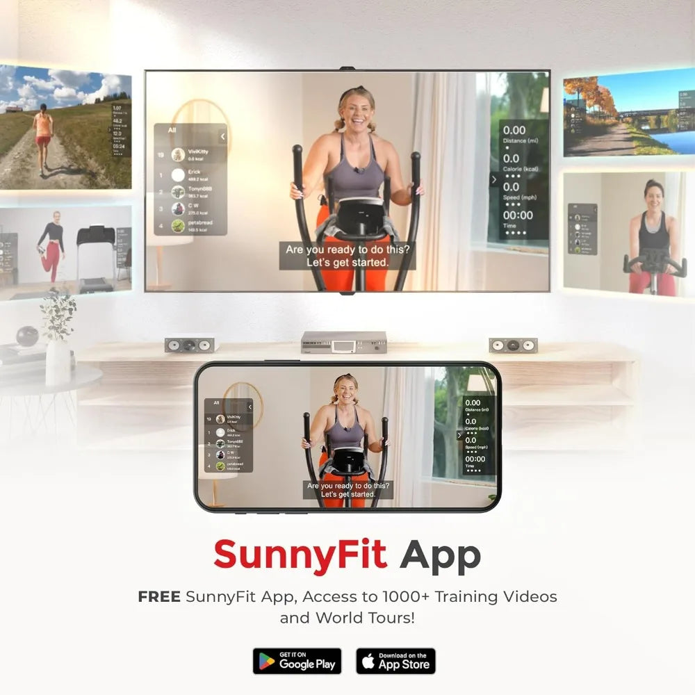 Elliptical Cross Trainer Exercise Machine, Full Body Low-Impact and 24-Unique Workout Modes with Optional Exclusive SunnyFit App