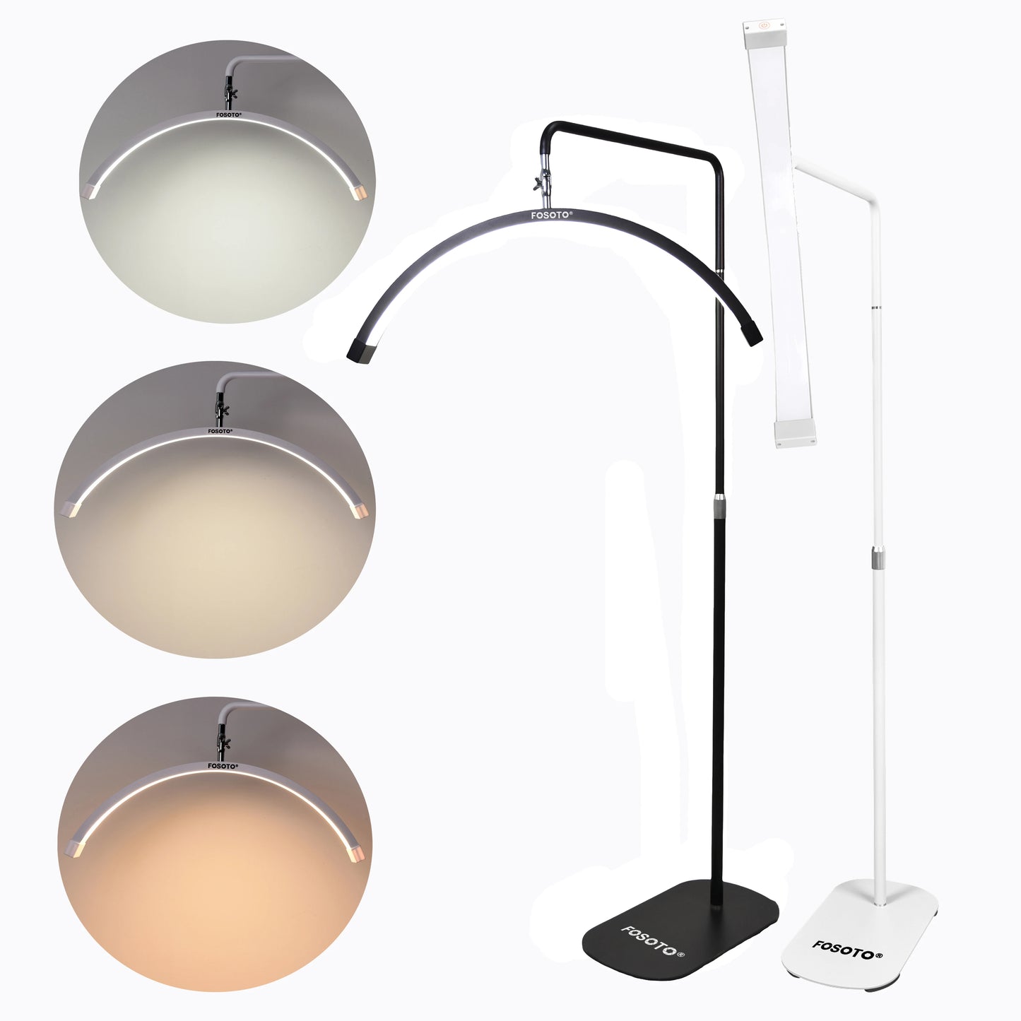 Fosoto Multiple Half-Moon Light LED Light Photography Ring Light With Tripod Stand For Beauty Eyelash Makeup Tattoo TikTok Video