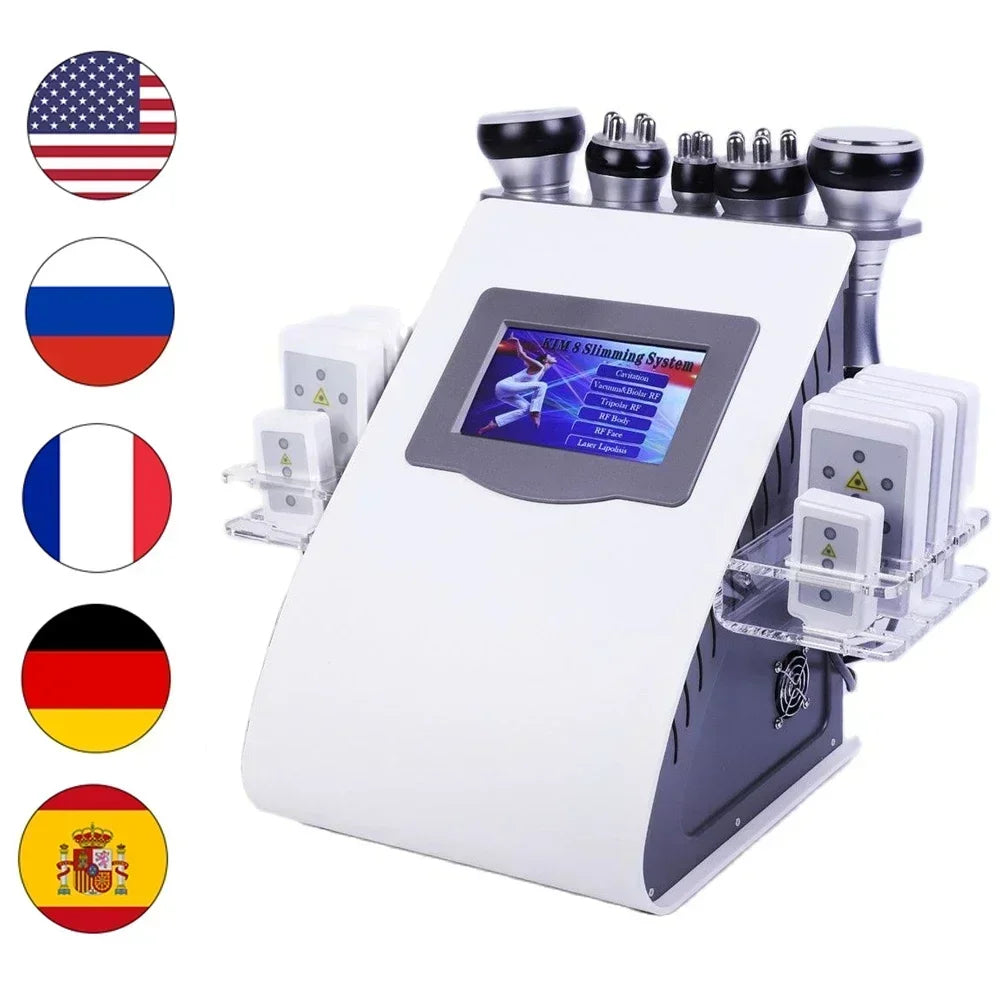 RF Tool 40K 6 in 1 Cavitation Ultrasonic Body Slimming Machine Multi-Polar Radio Frequency Rejuvenation Skin Lift Tighten