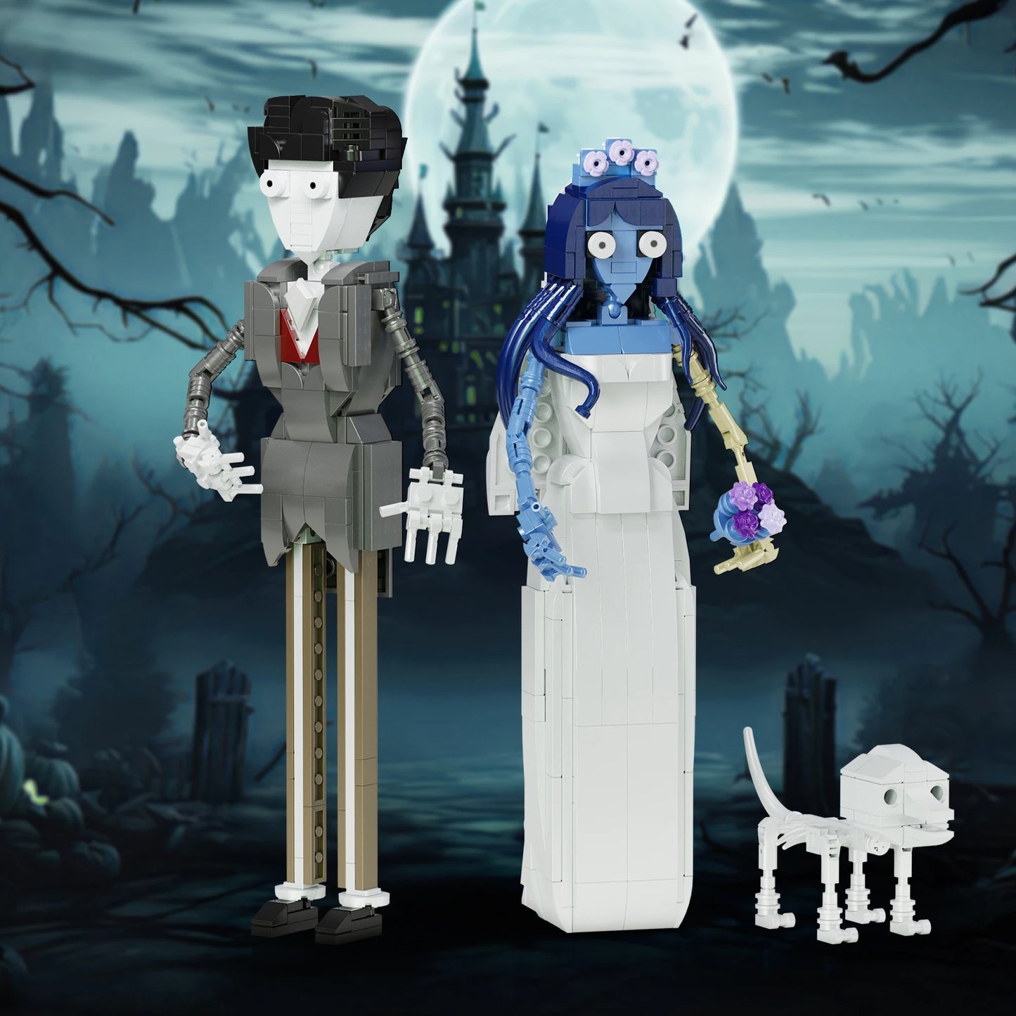 BuildMOC Corpse Bride Model Kit Builiding Blocks Horrible Skull Like Bricks Set Kids Toys Anime Figures Corpses Model Adult Gift