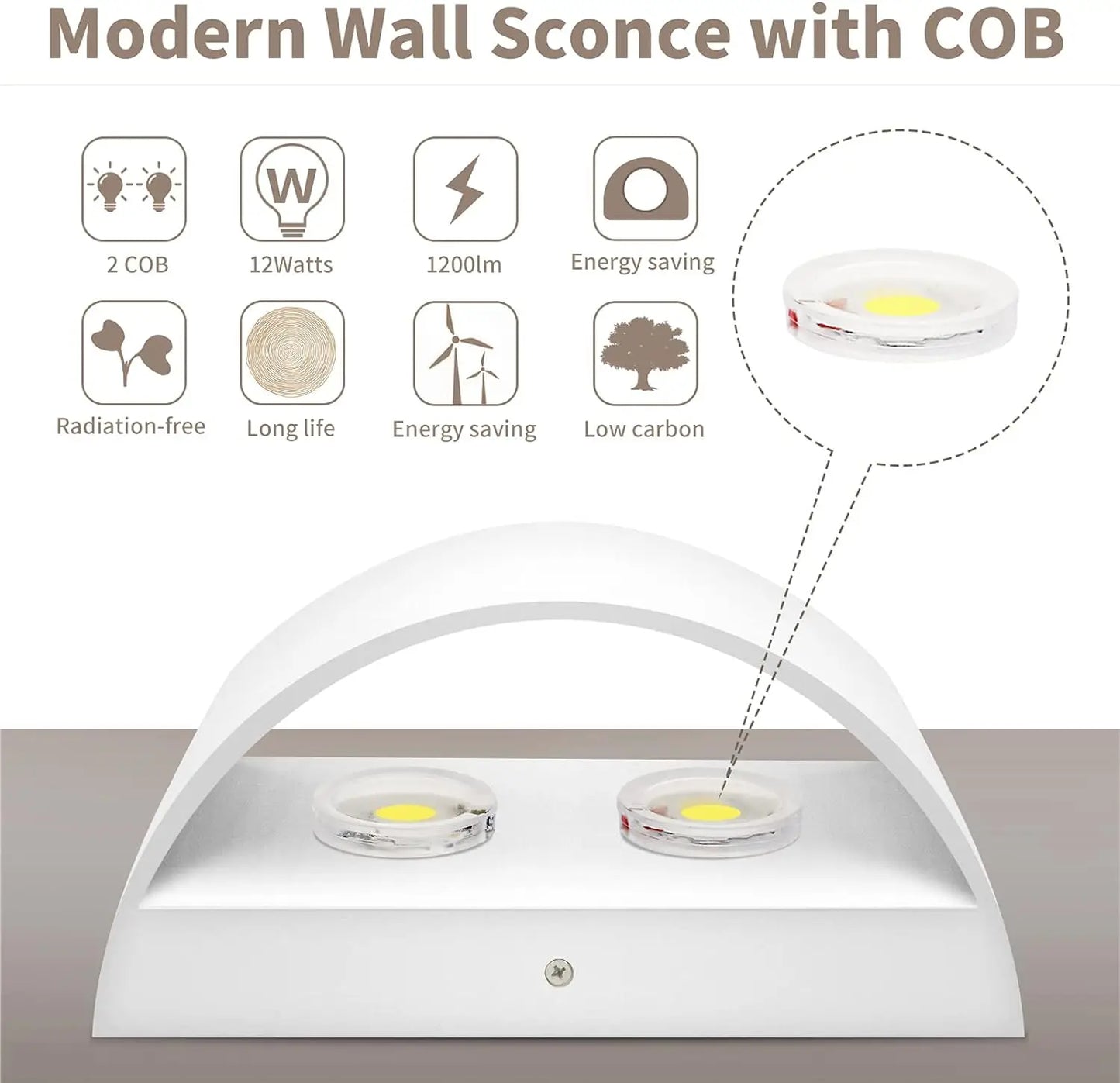 Lightess LED Wall Lamp 12W Dimmable Indoor Wall Sconce Set of 2 Up Down Wall Light for Bedroom Living Room Hallway Staircase