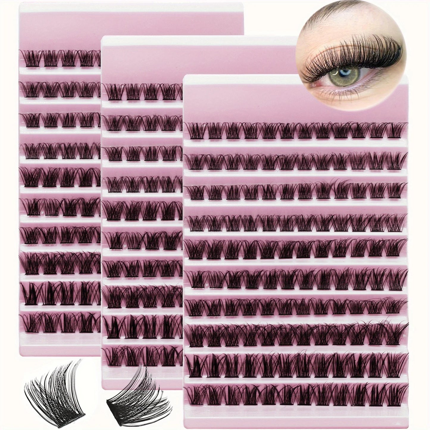 360pcs/3pack Lash Clusters 8-16mm Individual Lashes Natural Look D Curl Fluffy Cluster Lashes DIY Eyelash Extension