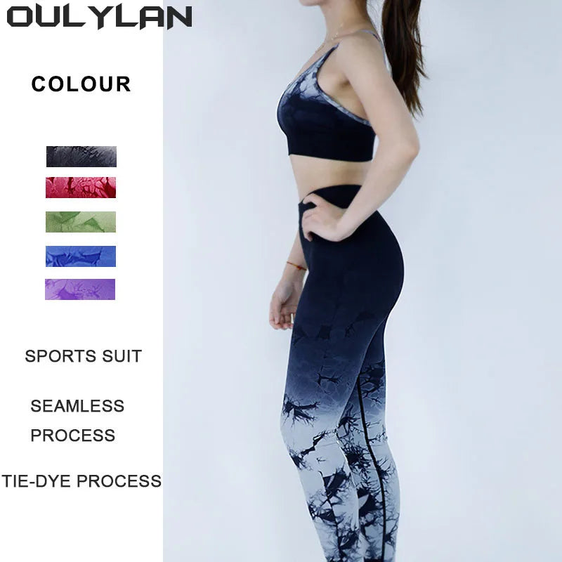 Oulylan 2 Pieces Gym Clothing High Waist Leggings Fitness Sports Suits Women's Tracksuit Seamless Yoga Set Workout Sportswear