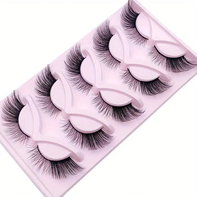 15 Pairs 3-Pack Cat Eye Lashes Winged Wispy Natural False Eyelashes Makeup Cat Eye Fake Eyelashes