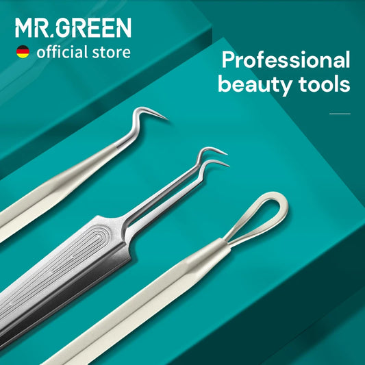 MR.GREEN Acne Remover Needles Blackhead Removal Pimple Comedone Extractor Set Blemish Zit Face Skin Care Cleaner Removal Tools