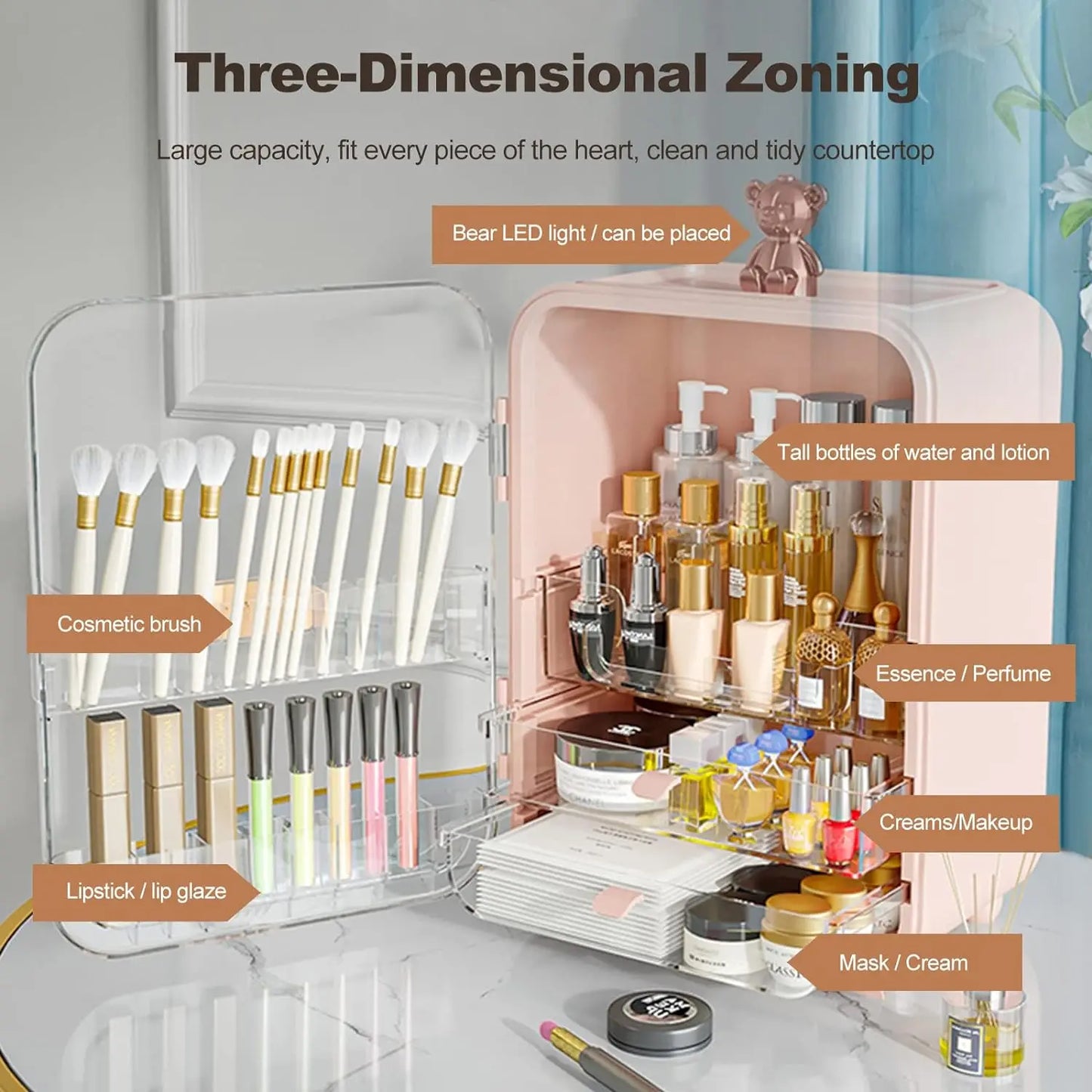 Multi-Function Make Up Case Dustproof Cosmetic Storage Box, Cosmetics Skin Care Products Jewel