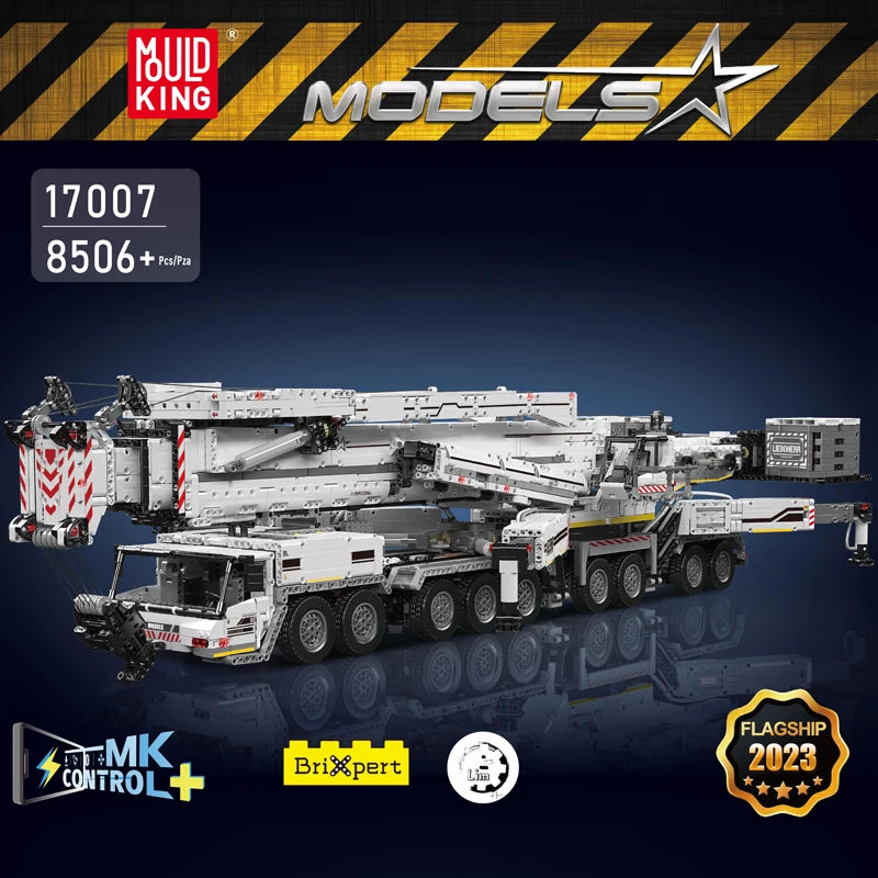 MOULD KING 17007 Technical APP Control Liebherr LTM 11200 Crane Building Blocks Set Big Engineering Truck for Men