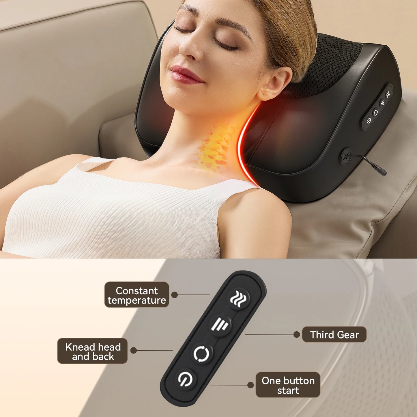 Back Massager Neck Massager with Heat 3D Kneading Massage Pillow for Stress Gifts for Men Women Mom Dad Relax at Home Office Car