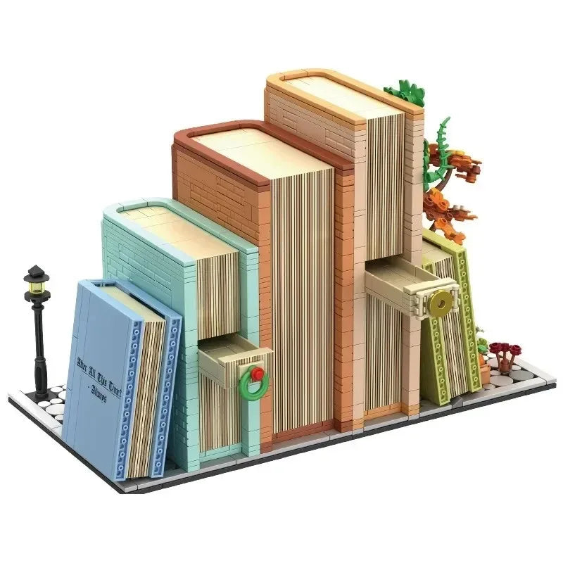 Creative Street View MOC 66009 Magic Bookshelf Bookends House 1488PCS Home Model Building Blocks Brick Toys for Kids Gift