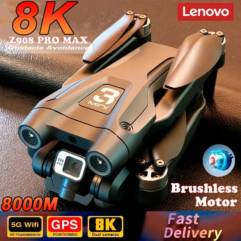 Lenovo Z908 Drone Brushless Motor Dual 8K Professional GPS WIFI FPV Obstacle Avoidance HD Dual Camera Folding Quadcopter Rc 8000