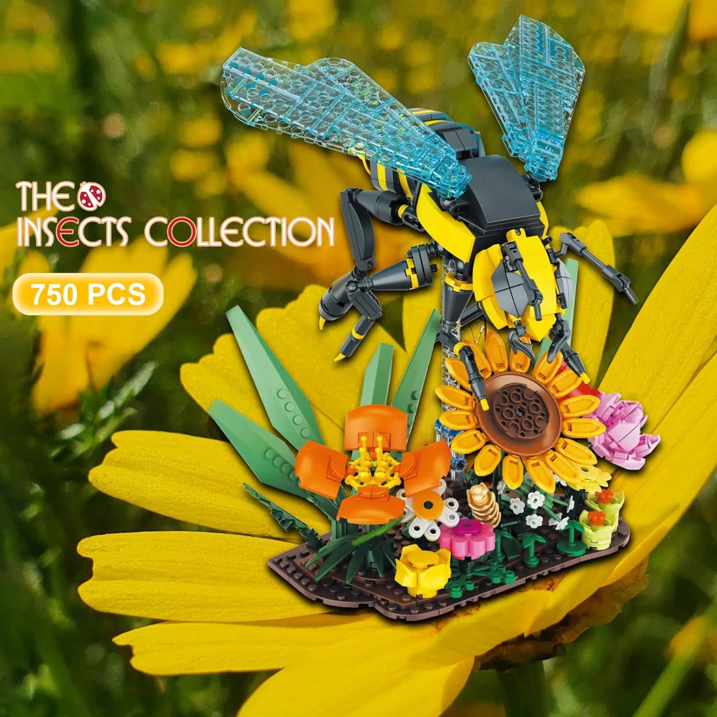 Insect Sunflower Flower Building Blocks Bee Potted Model Bricks Creative Desktop Decorations DIY Toys For Children Holiday Gifts