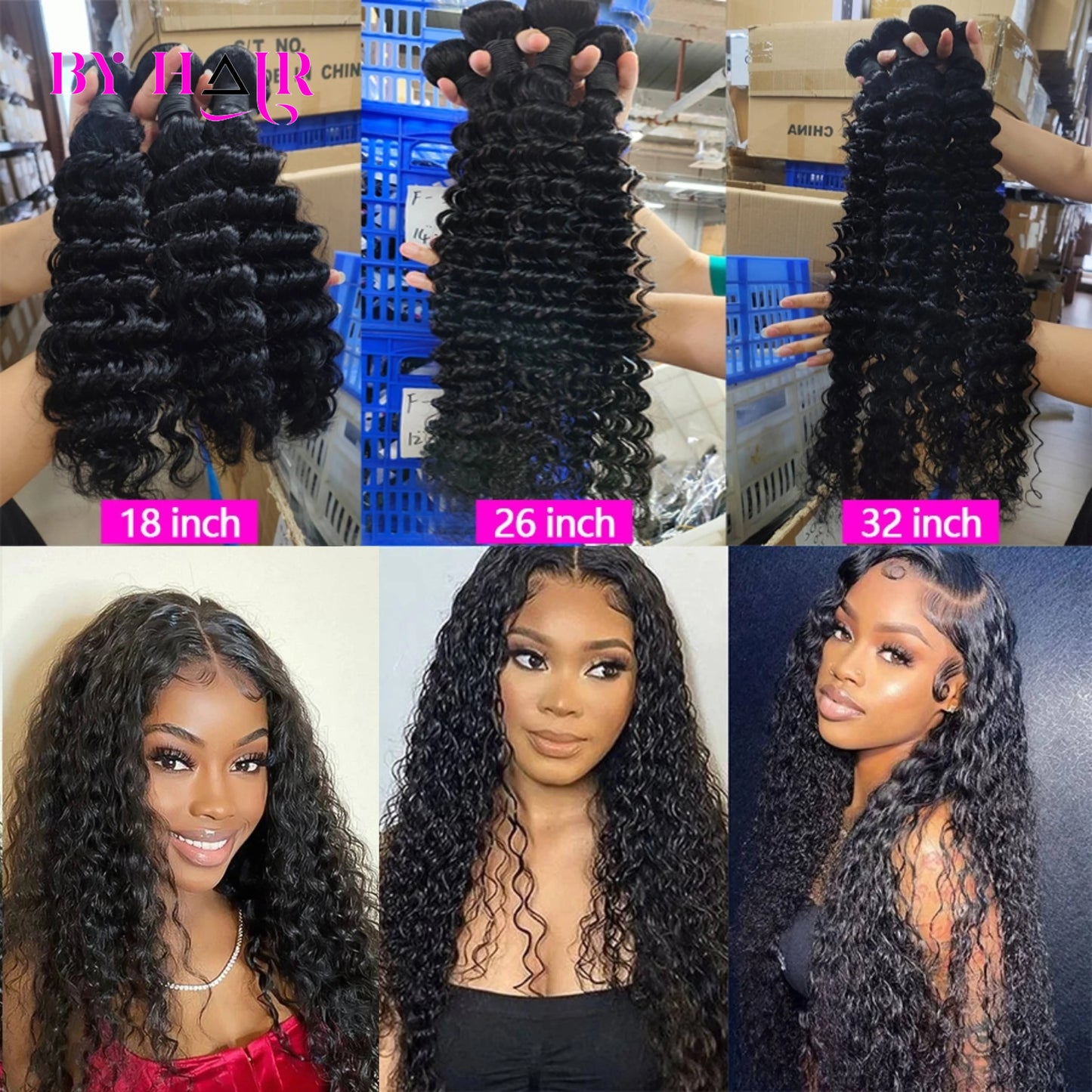 Deep Wave Bundles 100% Human Hair 28 30 32 Inch Curly Hair Extensions For Women Brazilian Remy Weaving Raw Human Hair Bundles