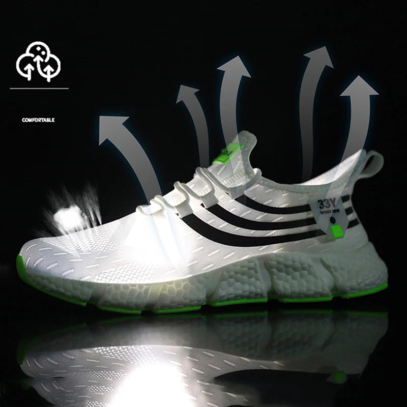 Lightweight Men's Sneakers Women Anti Slip Running Shoes White Footwear High Elasticity Damping Soft Soles Outdoor Sports Shoes