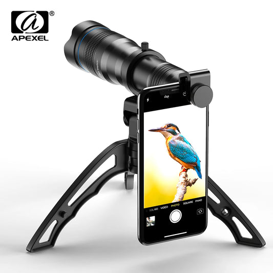 APEXEL Optional HD 36X metal telescope telephoto lens monocular mobile lens+ selfie tripod for all Smartphones