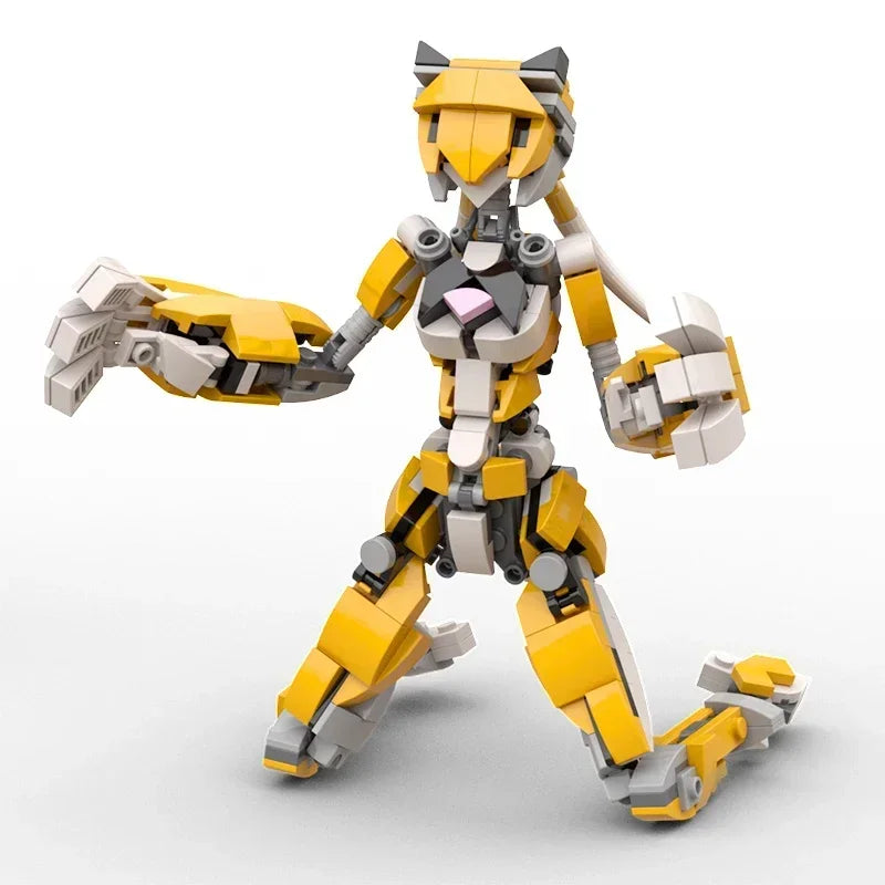 Tiger Girl Robot Model Moc Mobile Suit Girl Mecha Robot Creative Splicing Building Blocks Sets Kids Toys for Children Gifts