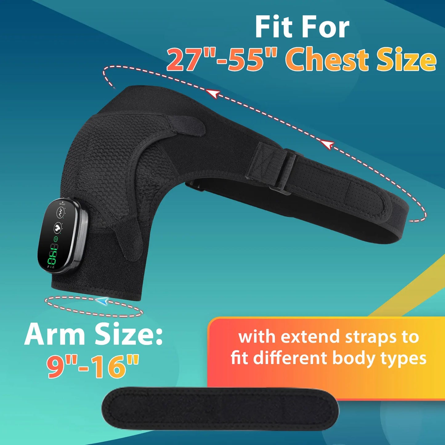 Electric Heating Shoulder Massager Brace Joint Vibration Arthritis Pain Relief LED Smart Controller Adjustable Support Belt