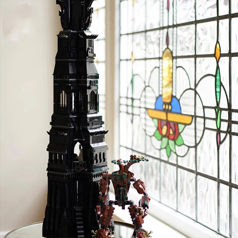 Movie Game MOC Tower of Orthanc Black Tower Model 2359PCS Building Blocks Brick Puzzle Toys for Adult Kids Boys Birthday Gift