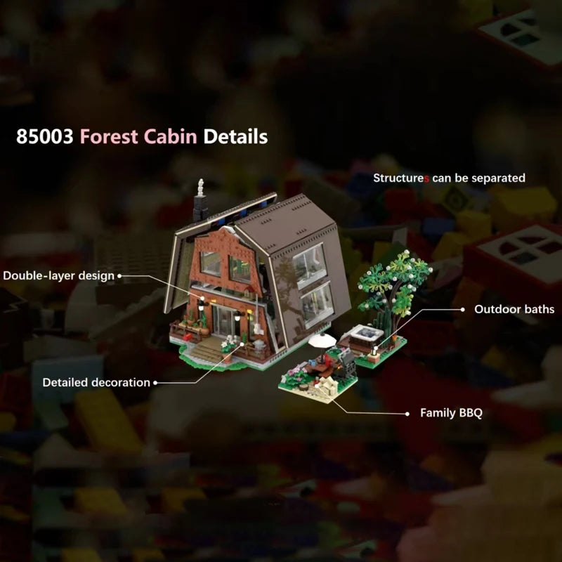 Creative Expert Modular Buildings MOC 85003 Forest Cabin House Model 2000PCS Building Blocks Brick Puzzle Toys Adult Kids Gift