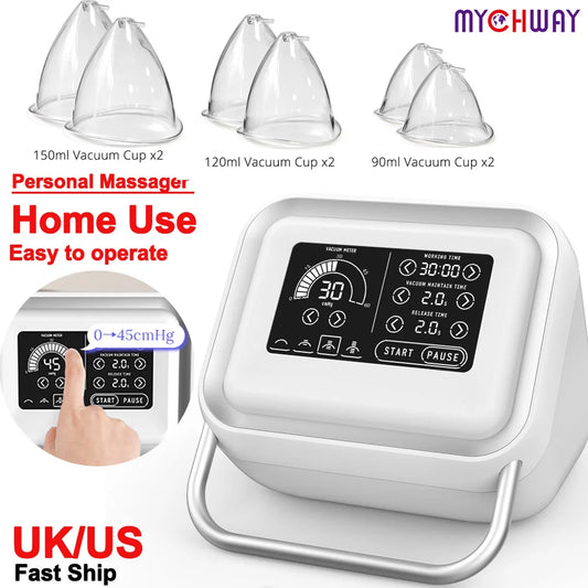 Mychway Vacuum Massage Lifting Beauty Machine Breast Enlargement Machine Pump Cup Massager Body Shaping Butt Lifting Device