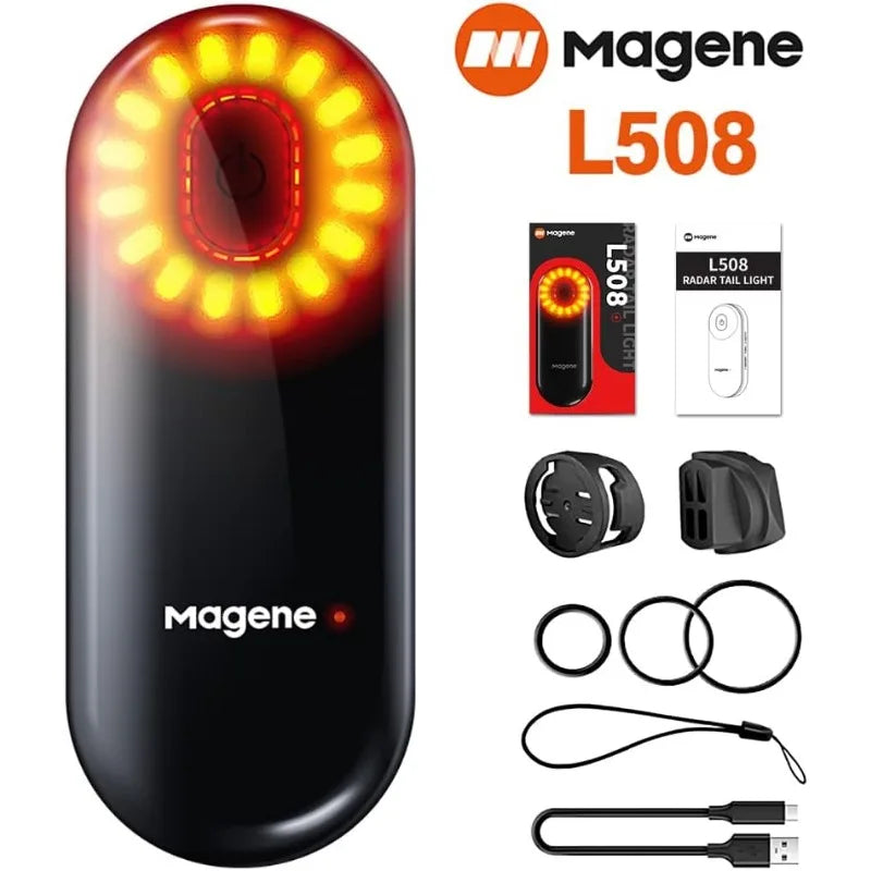 Magene L508 Bike Radar Tail Light, Smart Rear View Radar Taillight Compatible with Some Bike Computers and Watches, Support