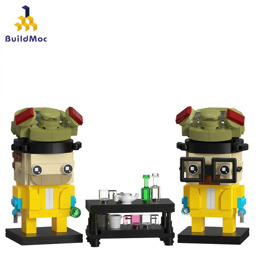 2 in 1 Breaking Bad White and Pink Model Building Blocks Sets Movie Characters Protagonist Bricks Moc Toys Boys Kids Mini Thing