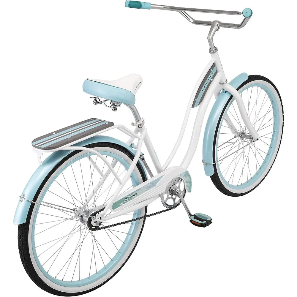 Lakona Youth and Adult Beach Cruiser Bike, Men and Women, 20-26-Inch Wheel Options, Step-Through or Step-Over Frames,