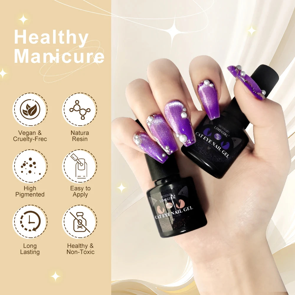 6pcs Cat Magnetic Gel Polish With Magnet Set Semi Permanent Glitter Nail Gel Soak Off UV Gel Nail Art Varnishes