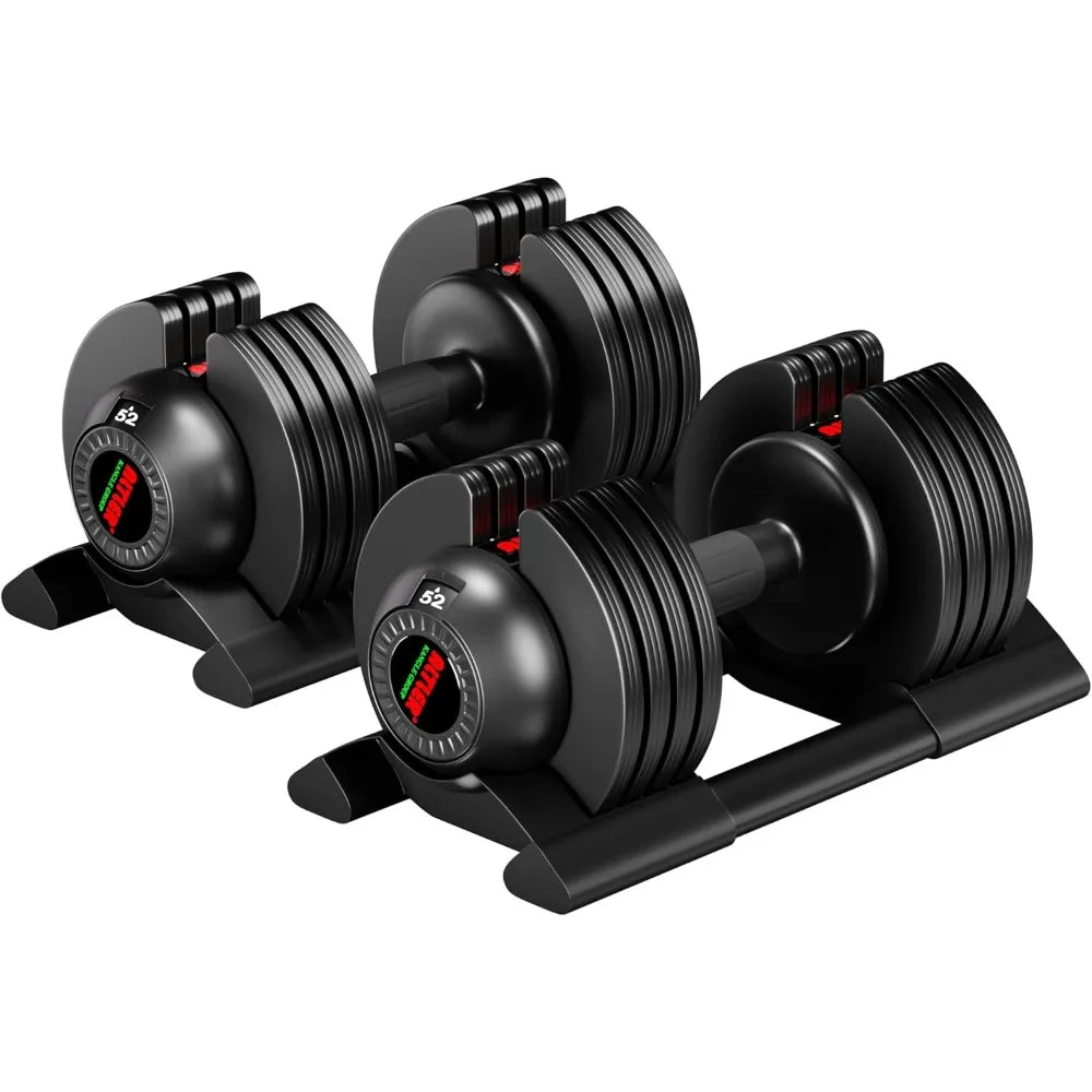 Adjustable Dumbbell, 22lb/44lb/52lb Dumbbell Set with Tray for Workout Strength Training Fitness Adjustable Weight Dial Dumbbell