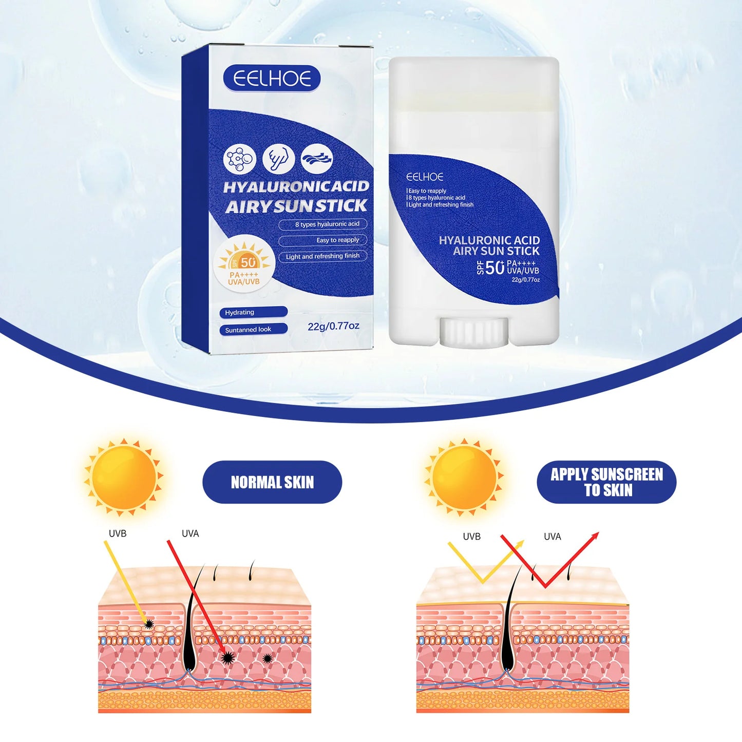 Hyaluronic Acid Sunscreen Bar Moisturizes Skin And Reduces Uv Light Refreshing Hydrating Isolating Waterproof And Uv Resistant