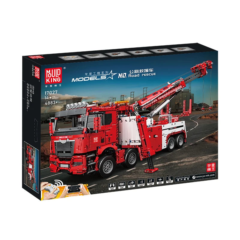 MOULD KING 17027 Technical Truck Toys APP&RC Motorized Fire Rescue Vehicle Car Model Building Blocks Bricks Kids Christmas Gifts