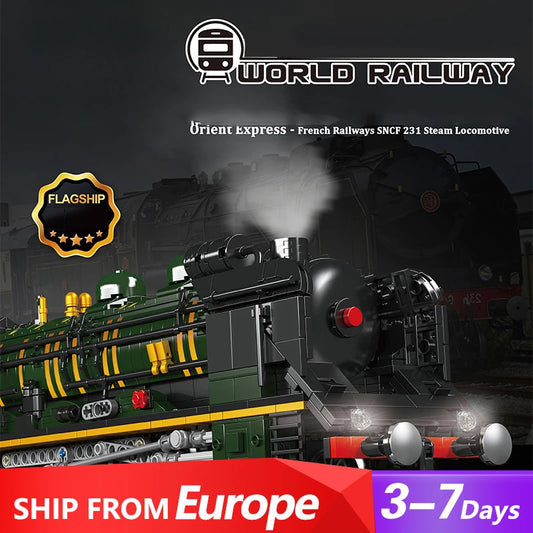 Building Blocks Sets Train Orient Express-French Railways SNCF 231 Steam Locomotive Model Birthday Gift for Adults Kids 3898 PCS