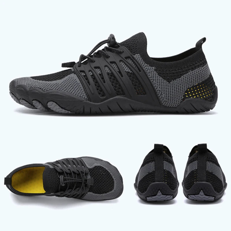 Men Sports Running Black Jogging Shoes Casual Sneakers Outdoor Breathable Mesh Women Light Shock-absorption Black Tennis shoes