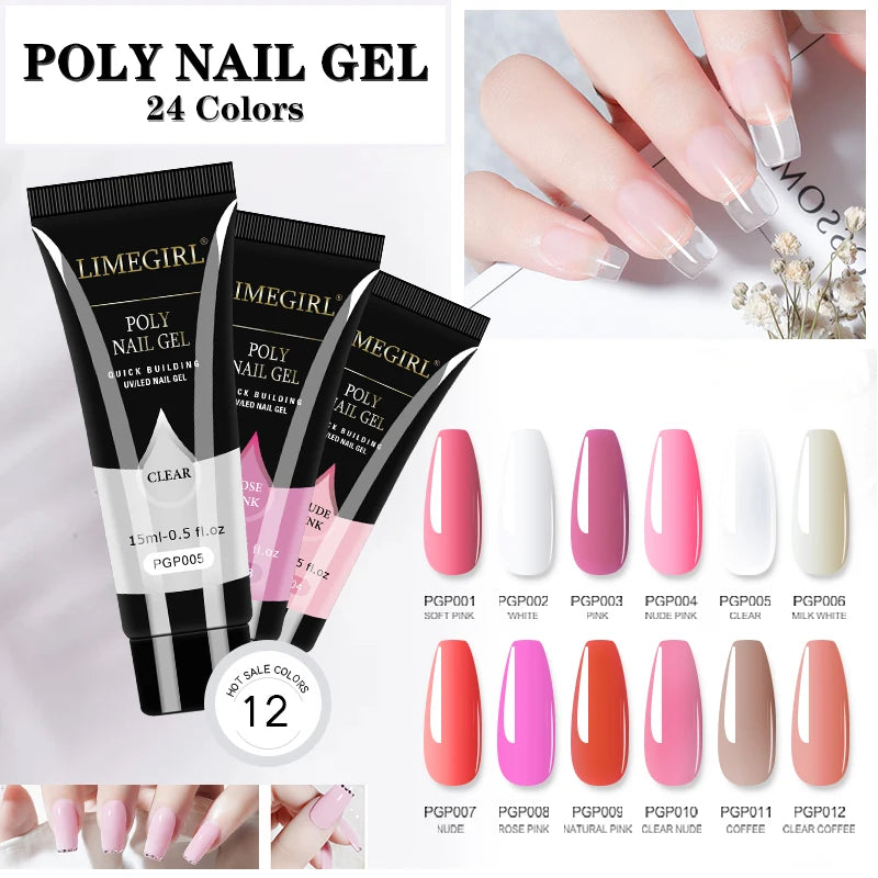 Nail Set for Nail Extensions Quick Building Poly UV Gel Set With 54W UV Lamp Acrylic Extension Gel Nail Polish Kit