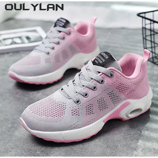 Fashion Women's Shoes Casual Outdoor Breathable and Lightweight Sports Shoes Women Lace Up Air Cushion Shoes Large Size 36~44