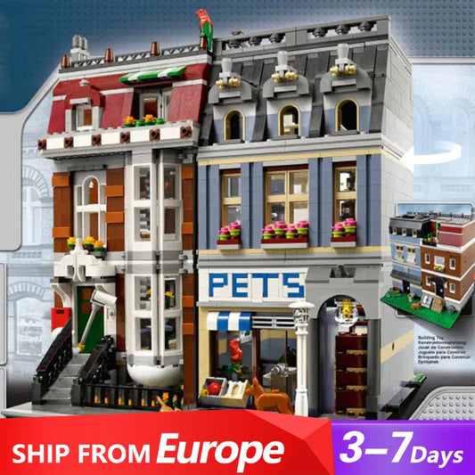 Pet Shop House Buildings Sets, City Apartment Store Model MOC 10218 Modular Buildings Gift for Adults Kids (2332+ PCS)