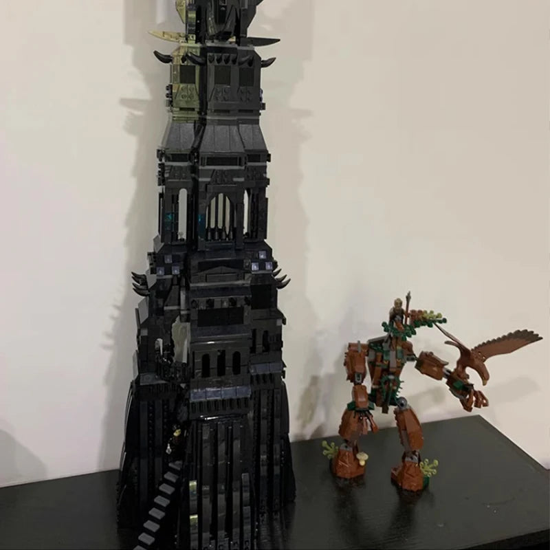 Movie Game MOC Tower of Orthanc Black Tower Model 2359PCS Building Blocks Brick Puzzle Toys for Adult Kids Boys Birthday Gift