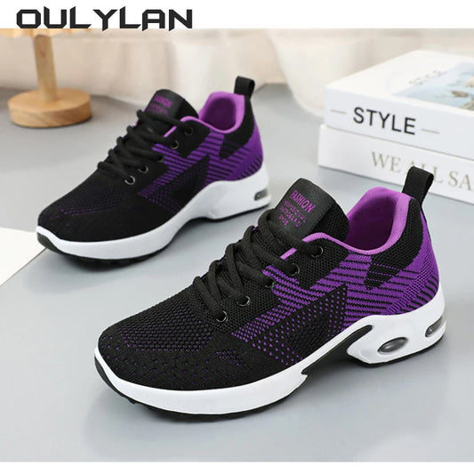 NEW Fashion Spring Running Shoes for Women Large Size Casual Breathable Lace up Elastic Air Cushion Sports Shoes for Female