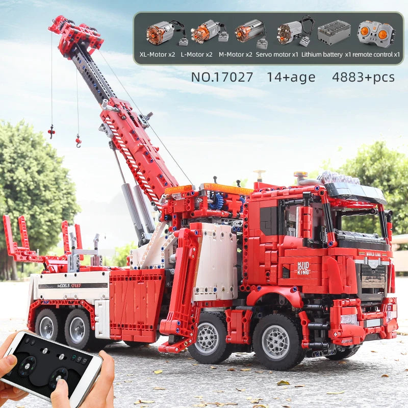 MOULD KING 17027 Technical Truck Toys APP&RC Motorized Fire Rescue Vehicle Car Model Building Blocks Bricks Kids Christmas Gifts