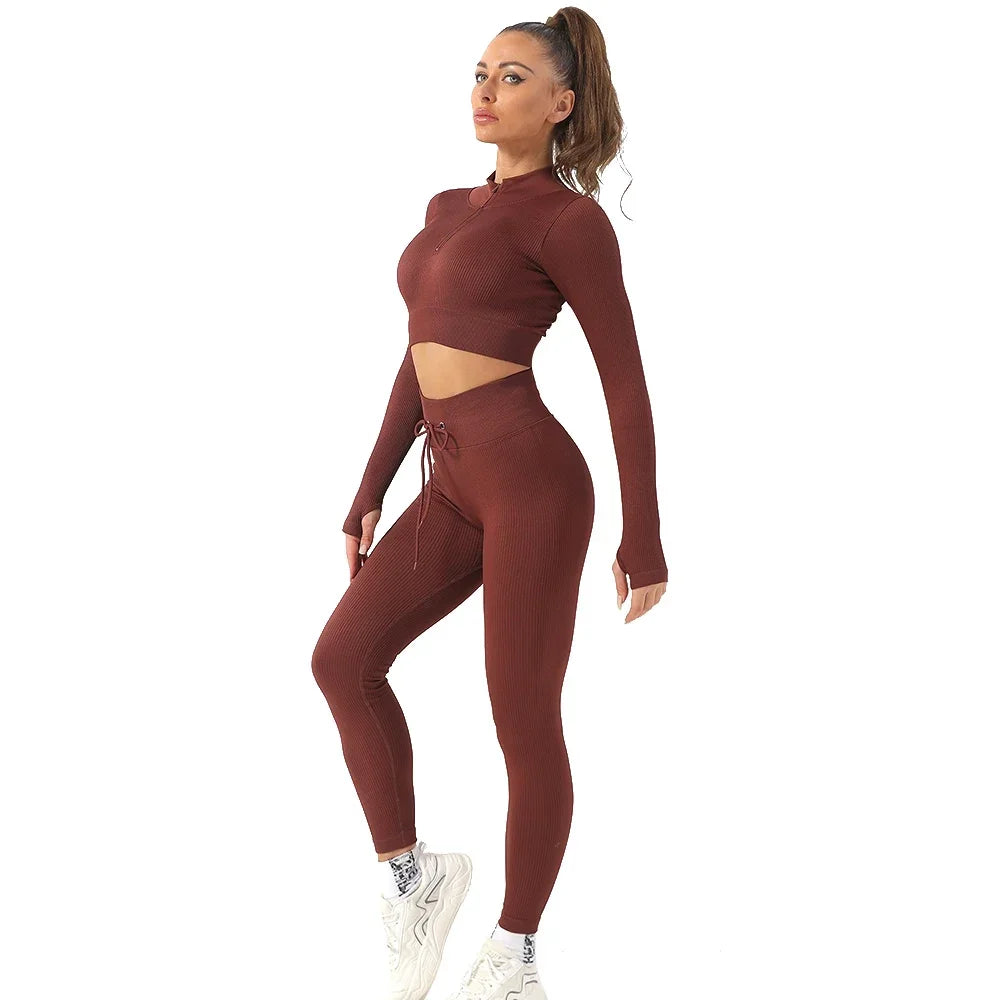 US Stock OhSunny Seamless Gym Clothing Workout Clothes for Women Tracksuit Set High Waist Sport Outfit Fitness Top Yoga Pants